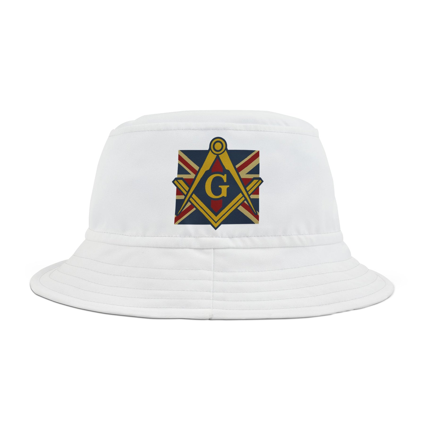 Master Mason Craft Bucket Hat - White with Square & Compass G - Bricks Masons