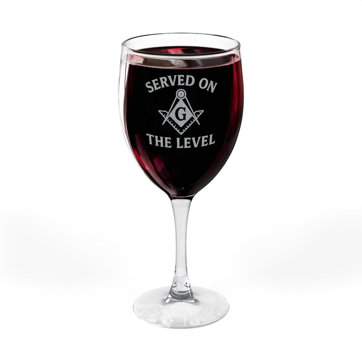Master Mason Blue Lodge Wine Glass - Served On The Level Square & Compass G