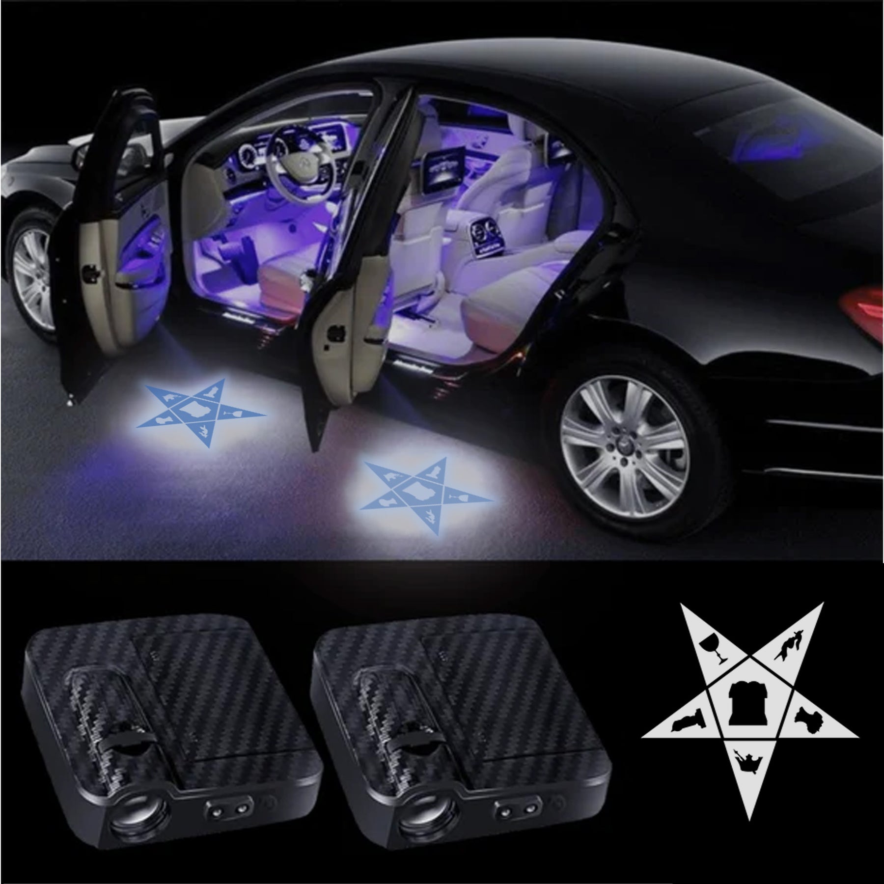 OES Car Door Light Projector - Customizable Wireless LED - Bricks Masons
