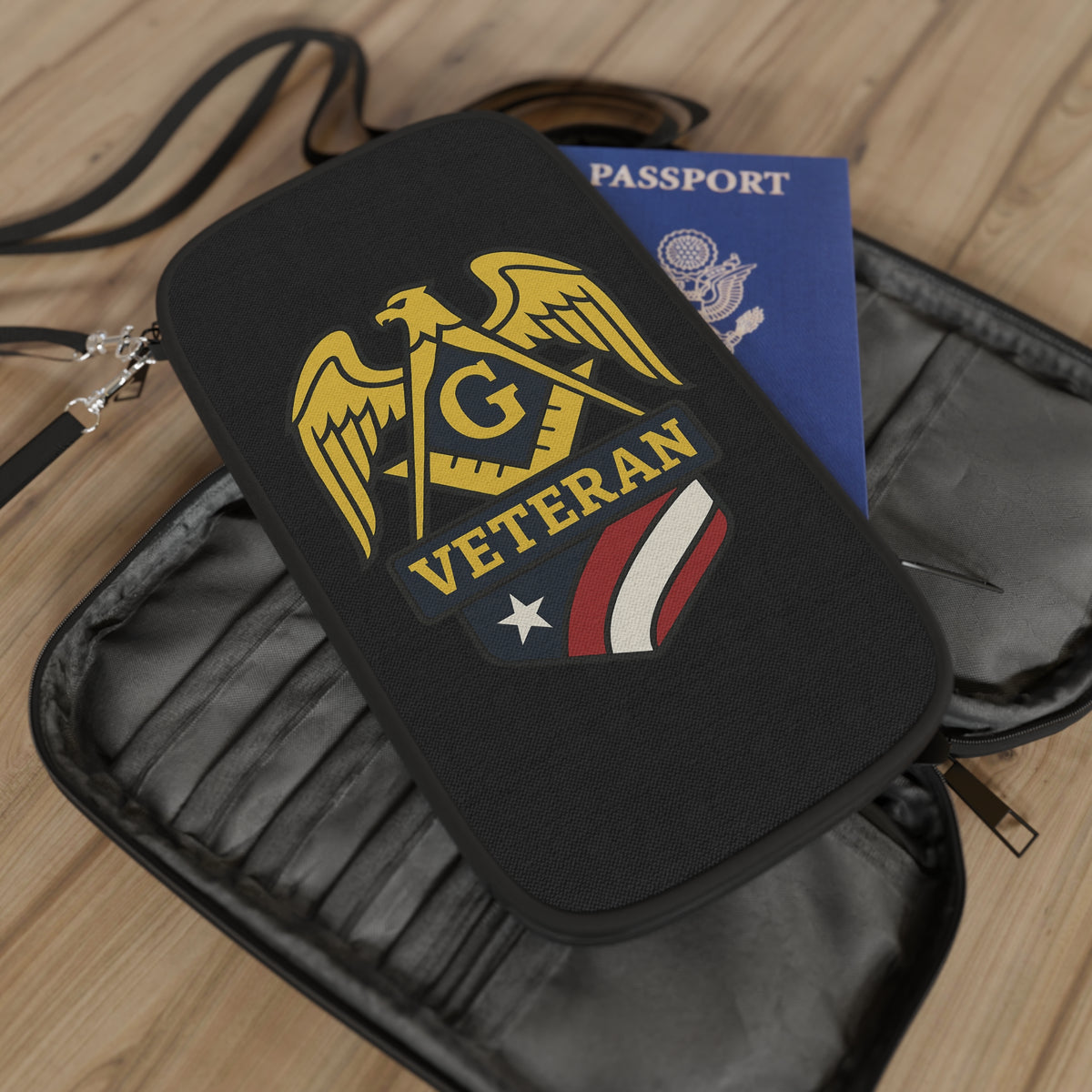 Master Mason Blue Lodge Passport Wallet - Black Veteran Mason - Bricks Masons