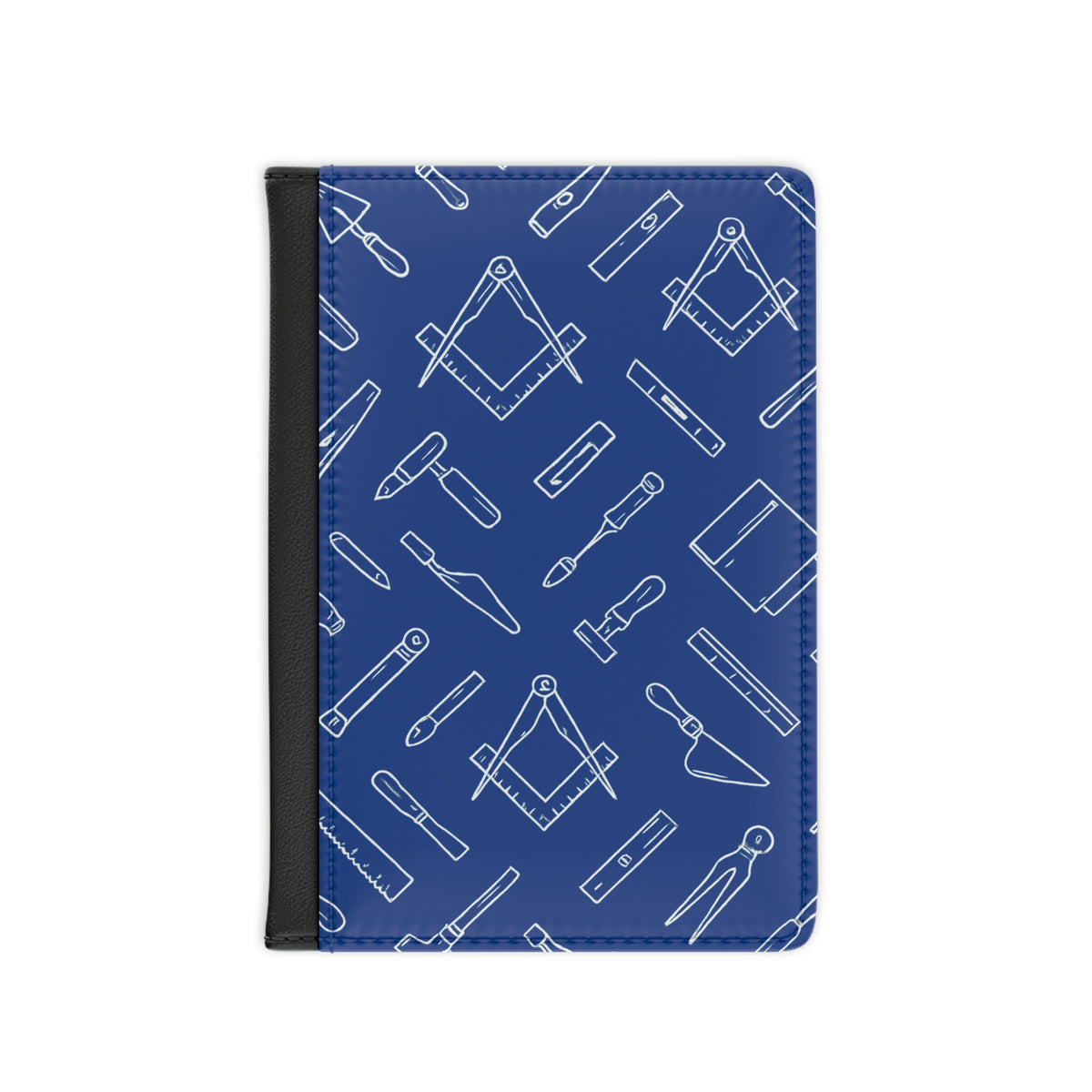Master Mason Blue Lodge Passport Cover - Blue PU Leather Masonic Tools - Bricks Masons