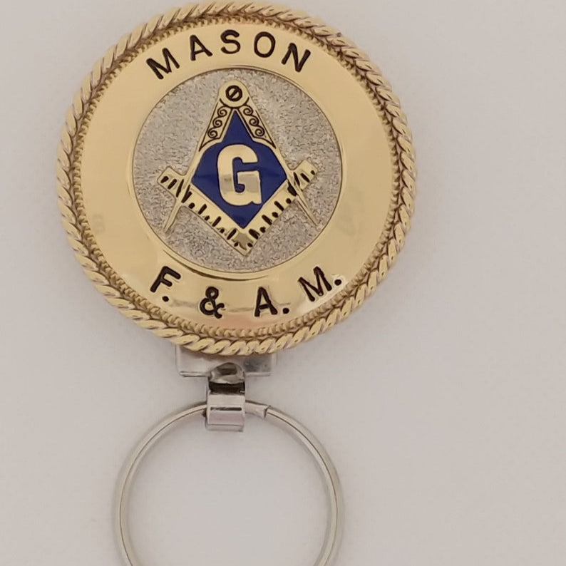 Master Mason Blue Lodge Keychain - F & A.M Handcrafted Square & Compass G - Bricks Masons