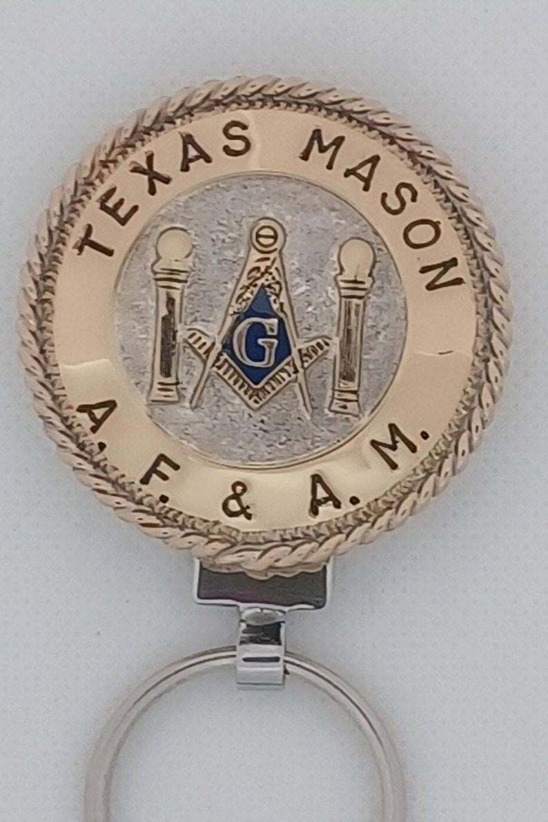 Master Mason Blue Lodge Keychain - Handcrafted Texas Mason & Double Columns - Bricks Masons