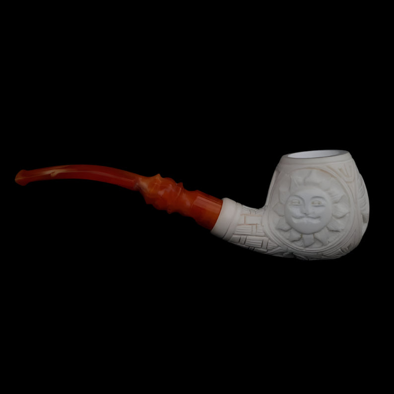 Master Mason Blue Lodge Meerschaum Pipe - Handmade With Square & Compass - Bricks Masons