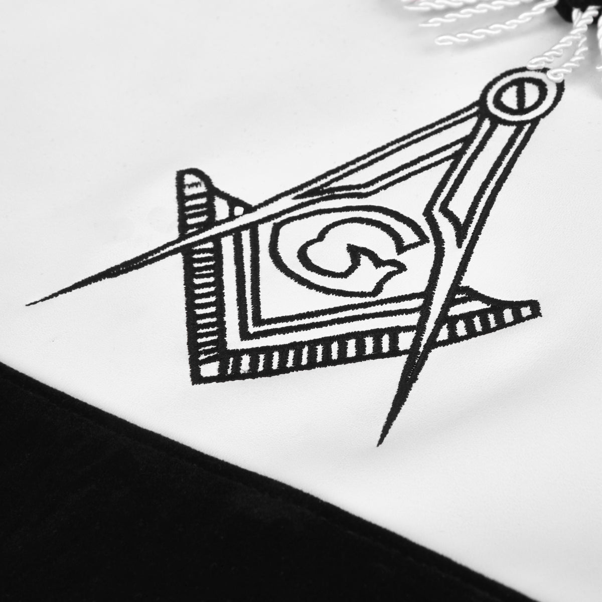 Master Mason Blue Lodge Apron - Black Velvet With Silver Machine Embroidery - Bricks Masons