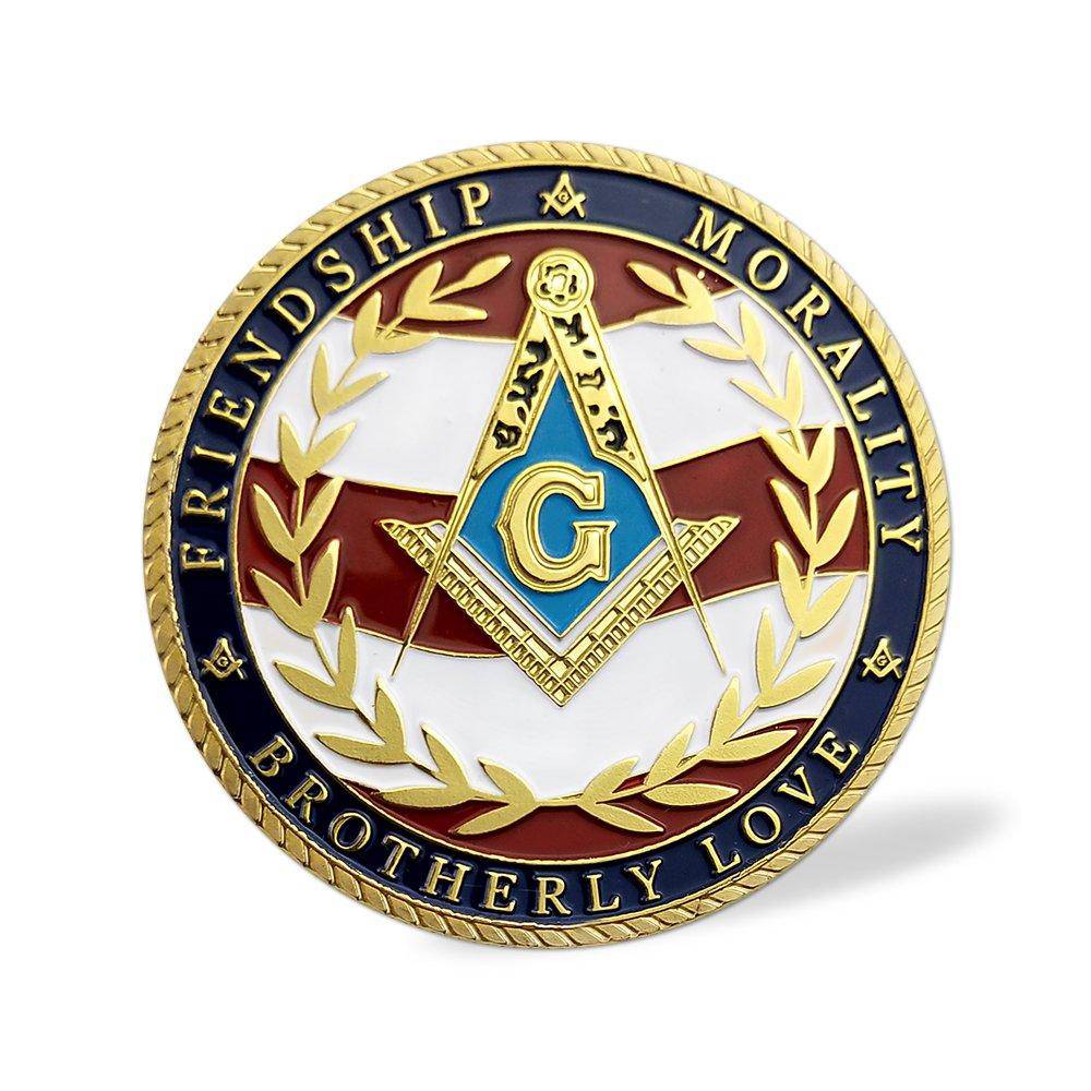 Master Mason Blue Lodge Coin - US Veteran Military Navy Marine Corps Air Force Army Coast Guard - Bricks Masons