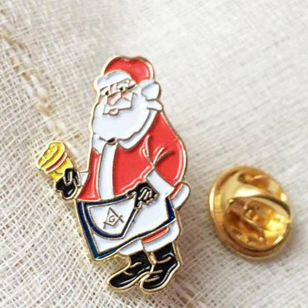 Master Mason Blue Lodge Lapel Pin - Santa Christmas - Bricks Masons