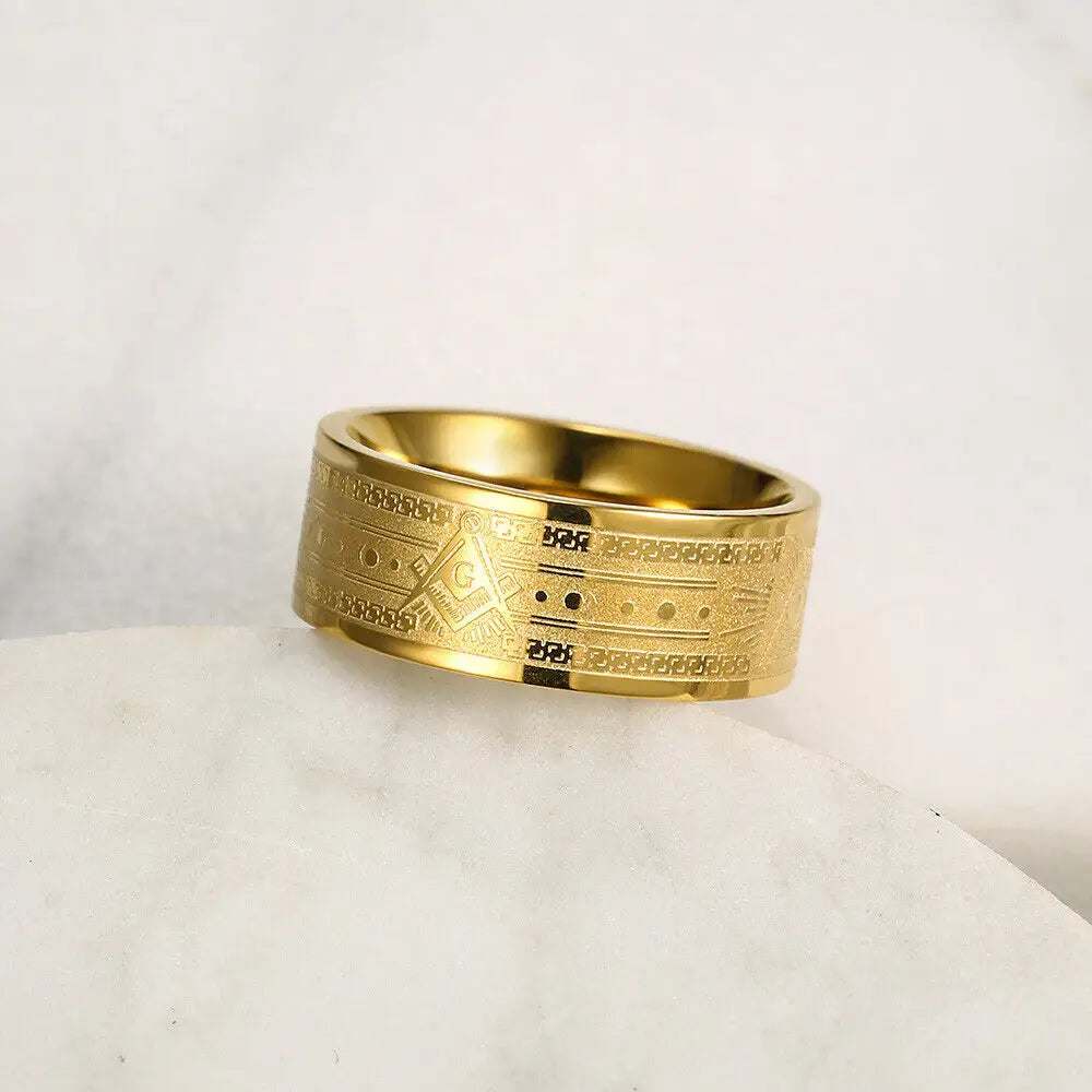 Master Mason Blue Lodge - Stainless Steel Masonic 8mm All Seeing Eye - Bricks Masons