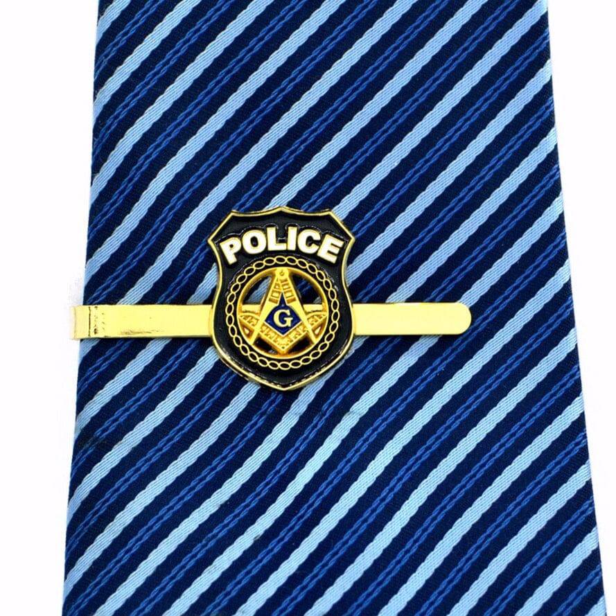 Master Mason Blue Lodge Tie Bar - Police Square & Compass G (Black & Gold) - Bricks Masons