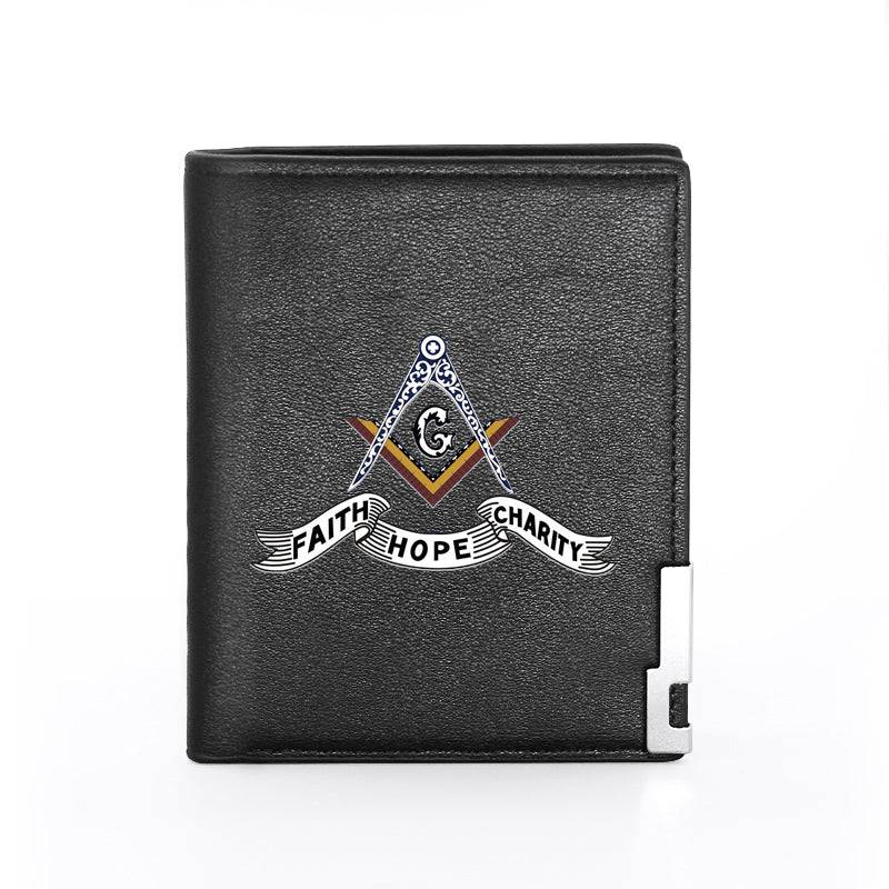 Master Mason Blue Lodge Wallet - Faith Hope Charity Black and Brown - Bricks Masons