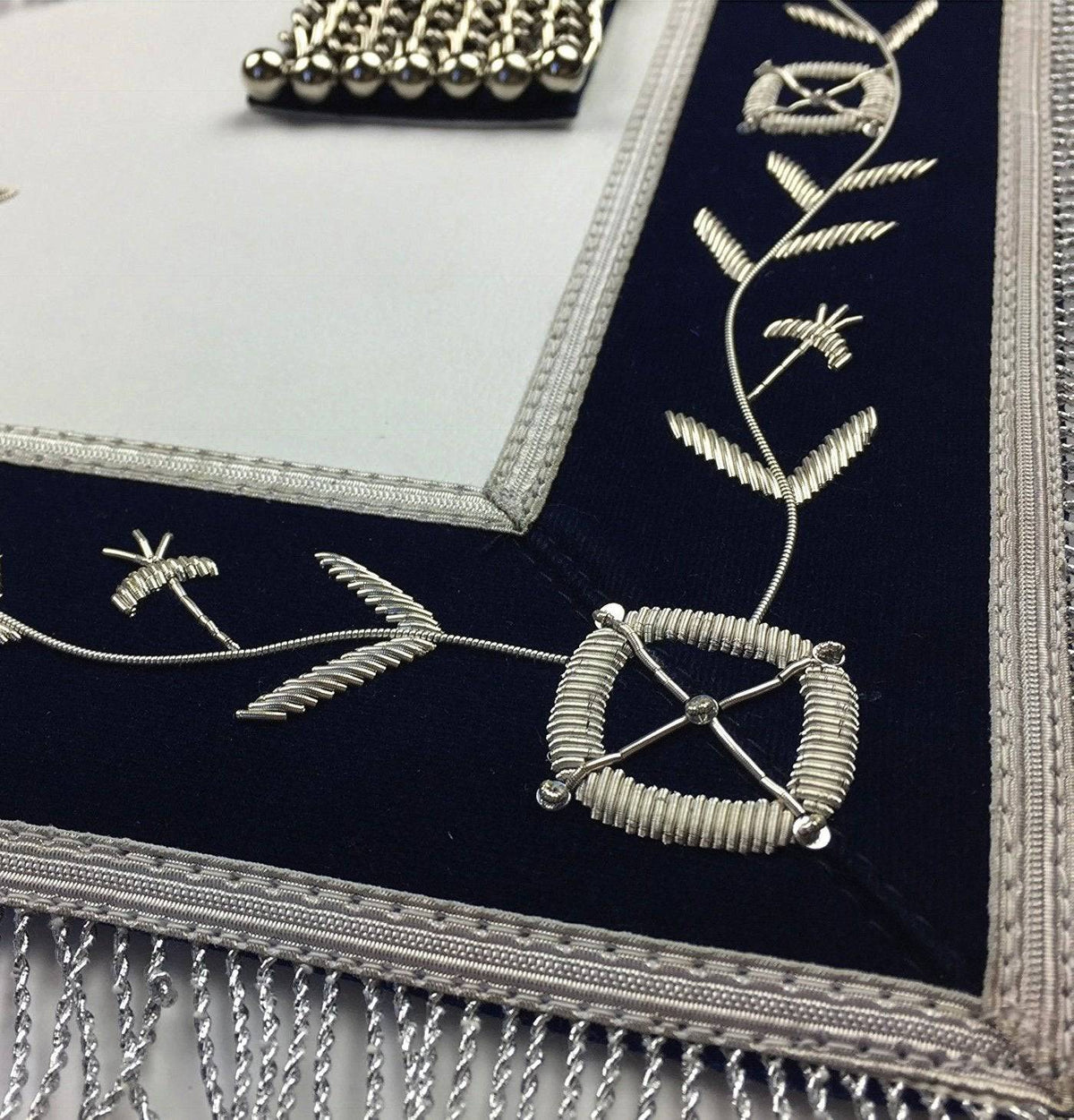 Past Master Blue Lodge Apron - Navy Blue Velvet - Bricks Masons