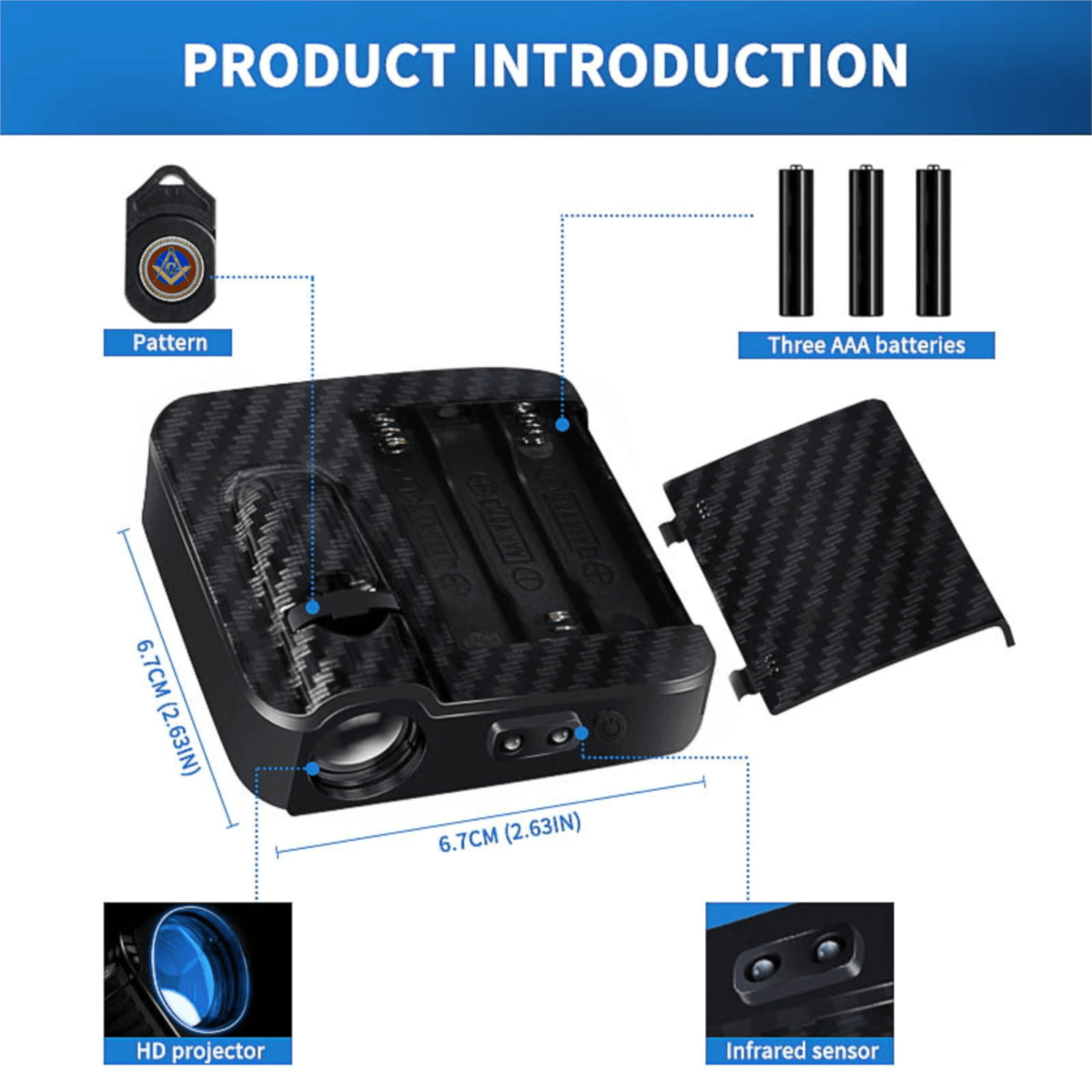 33rd Degree Scottish Rite Car Door Light Projector - Customizable Wireless LED Wings Down - Bricks Masons