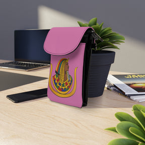 DOI Cell Phone Wallet - Pink Microfiber Leather With Adjustable Strap - Bricks Masons