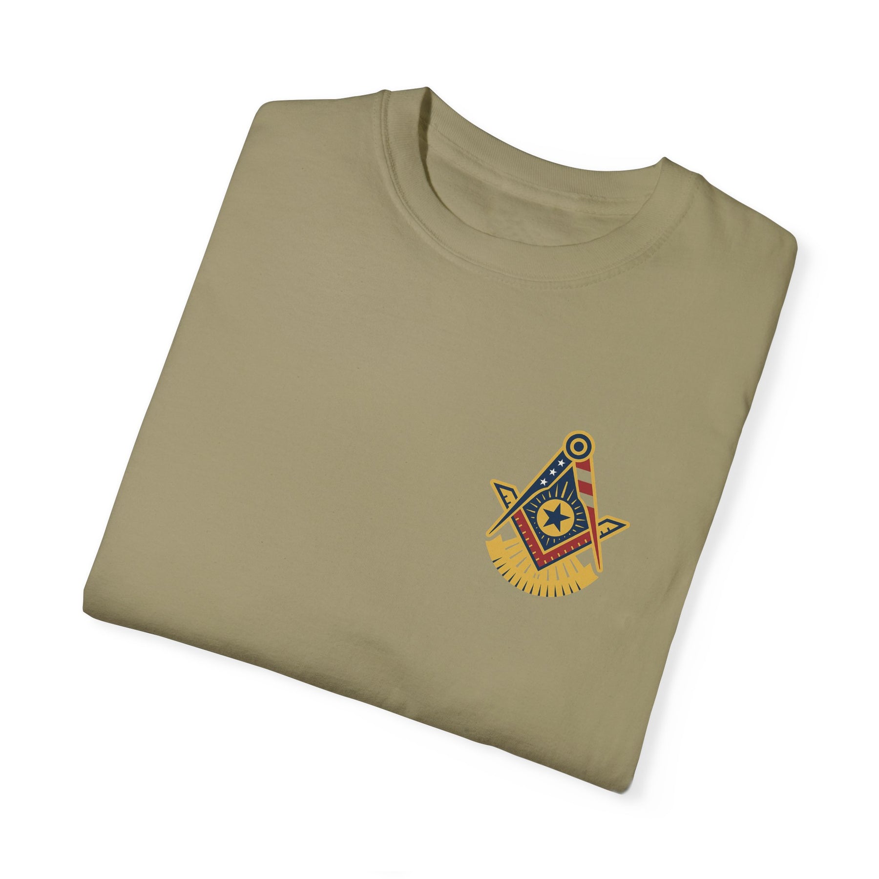 Past Master Blue Lodge T-Shirt - Garment-Dyed US Flag - Bricks Masons