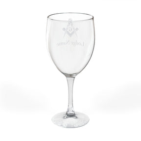 Master Mason Blue Lodge Wine Glass - Square & Compass G with Customization