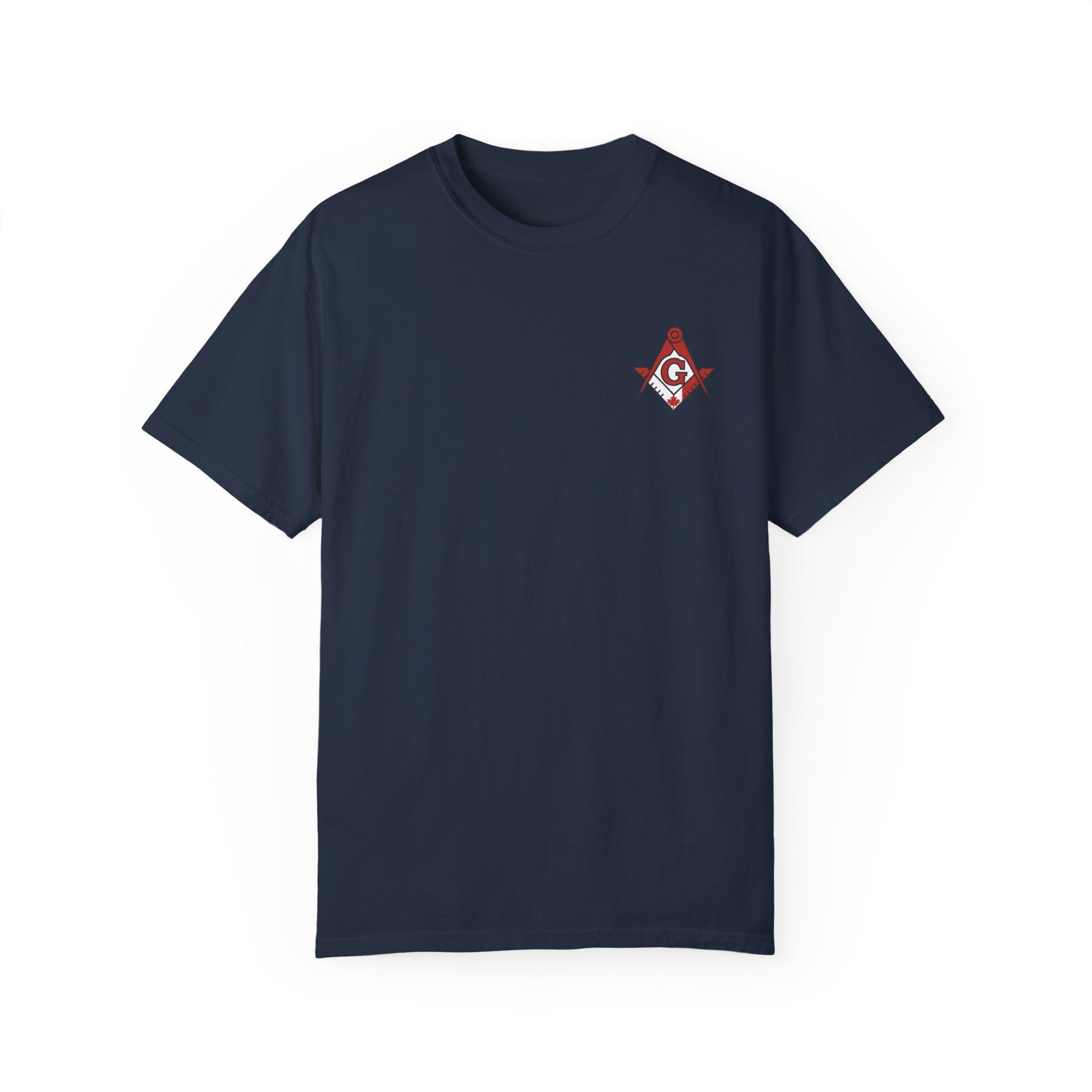 Master Mason Blue Lodge Canada Jurisdiction T-Shirt - Garment-Dyed Tee Various Colors - Bricks Masons