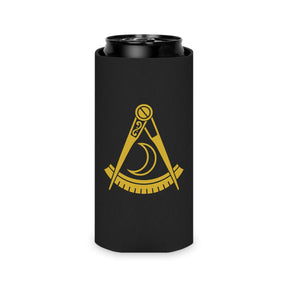 District Deputy Grand Master Blue Lodge Can Cooler - Black & Gold Square & Compass - Bricks Masons