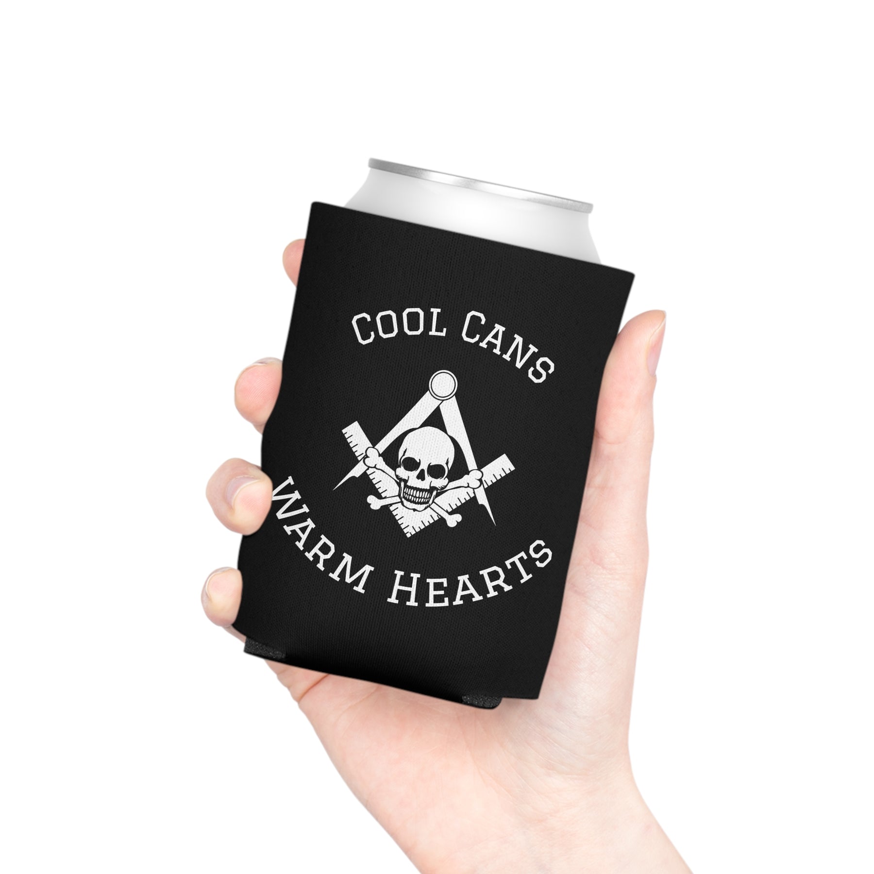 Widows Sons Can Cooler - White Skull & Bones With S&C On Black - Bricks Masons