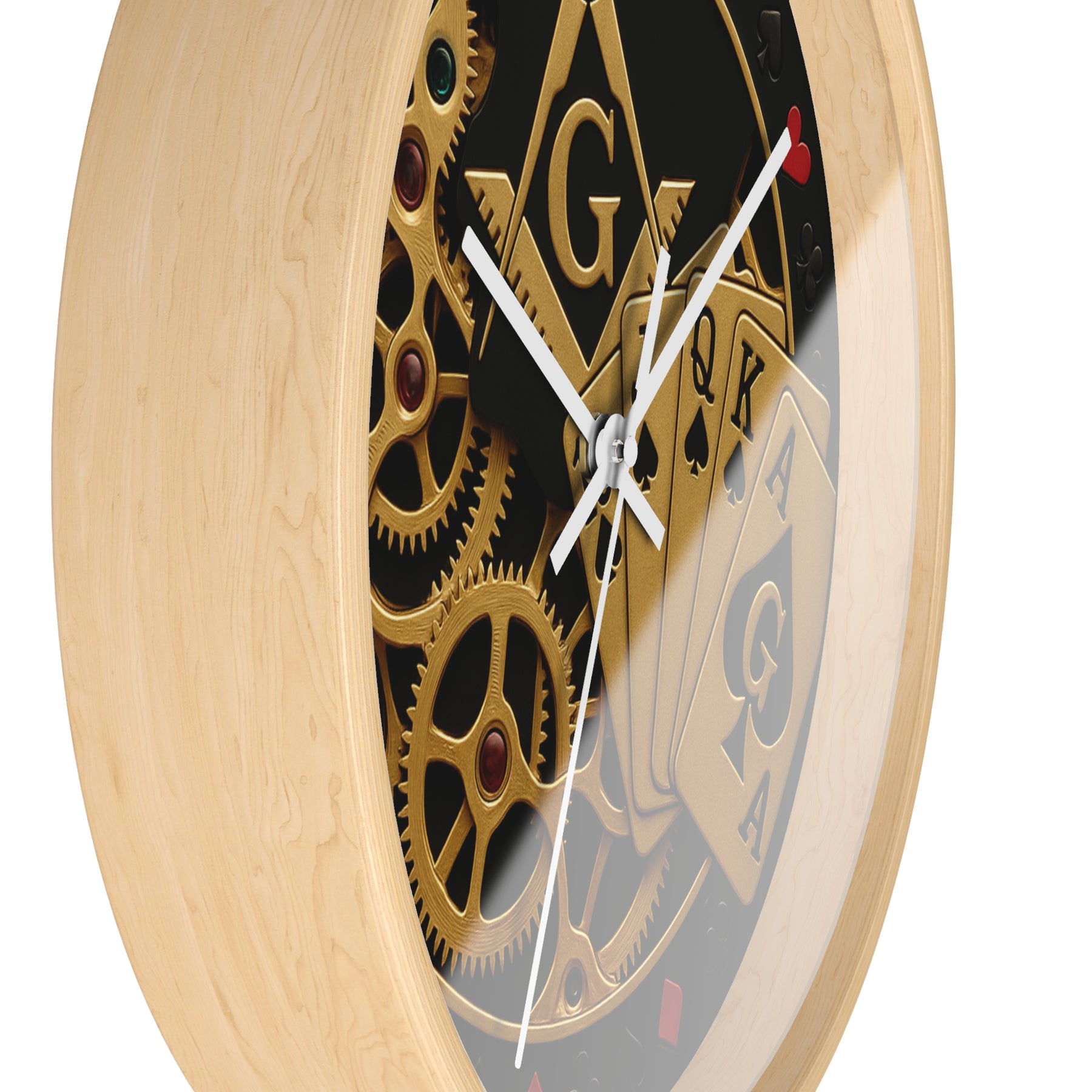 Master Mason Blue Lodge Clock - S&C G with Deck of Cards & Gear - Bricks Masons