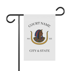 DOI Yard Flag - White Poly Poplin With Personalization - Bricks Masons