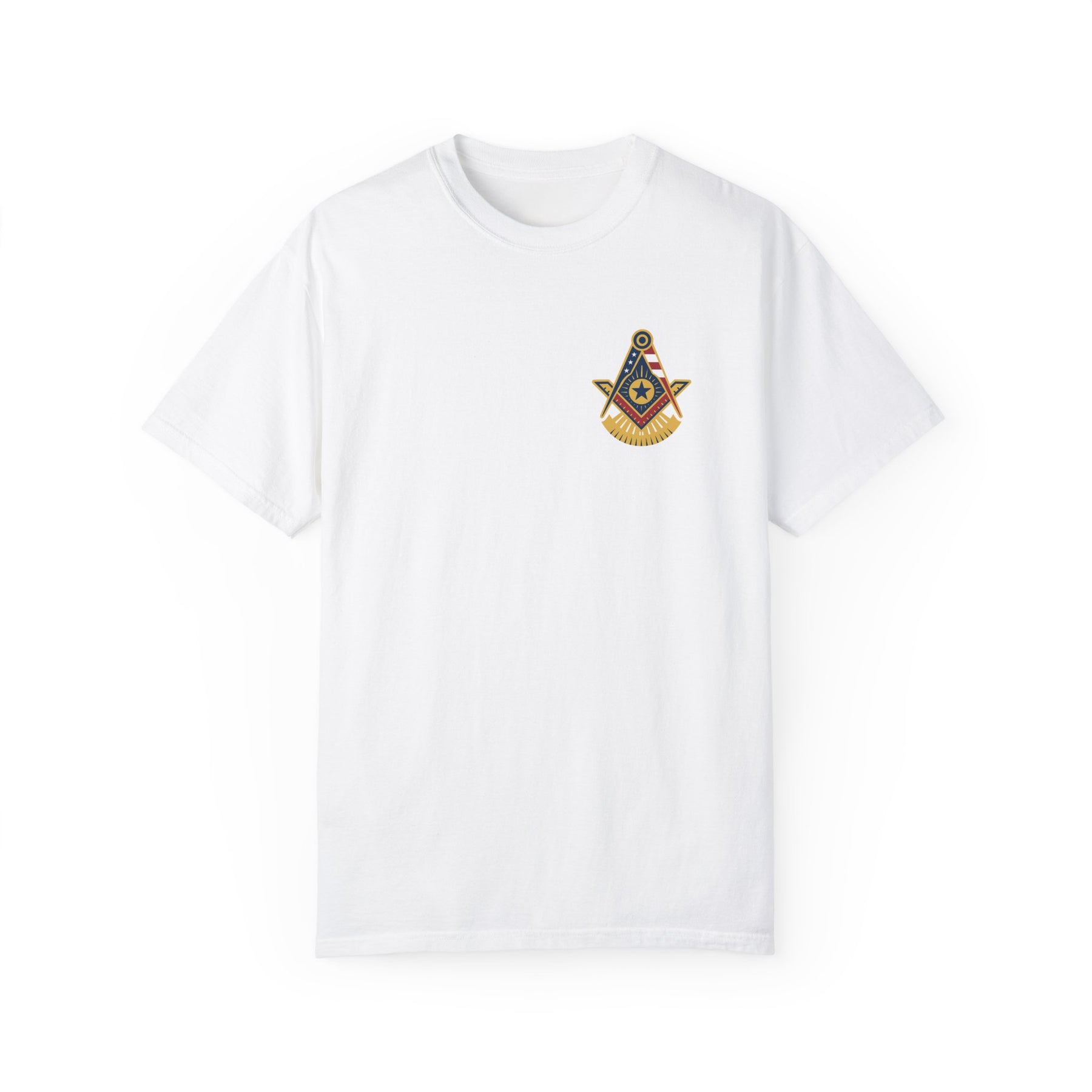Past Master Blue Lodge T-Shirt - Garment-Dyed US Flag - Bricks Masons