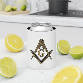 Master Mason Blue Lodge Can Cooler - Square & Compass G Lightweight Polyester - Bricks Masons