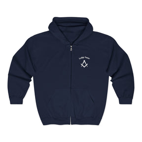 Master Mason Blue Lodge Hoodie - Zip Up Jacket Square & Compass with Personalization - Bricks Masons