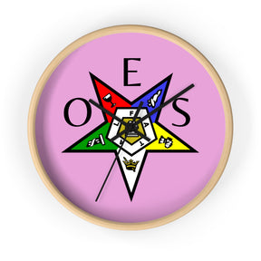 OES Clock - Colorful Emblem with OES Lettering on Pink Dial - Bricks Masons