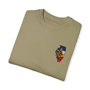Master Mason Blue Lodge T-Shirt - Garment-Dyed Illinois Mason - Bricks Masons