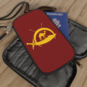 DOKO Passport Wallet - Maroon & Yellow With Shoulder & Wrist Strap - Bricks Masons
