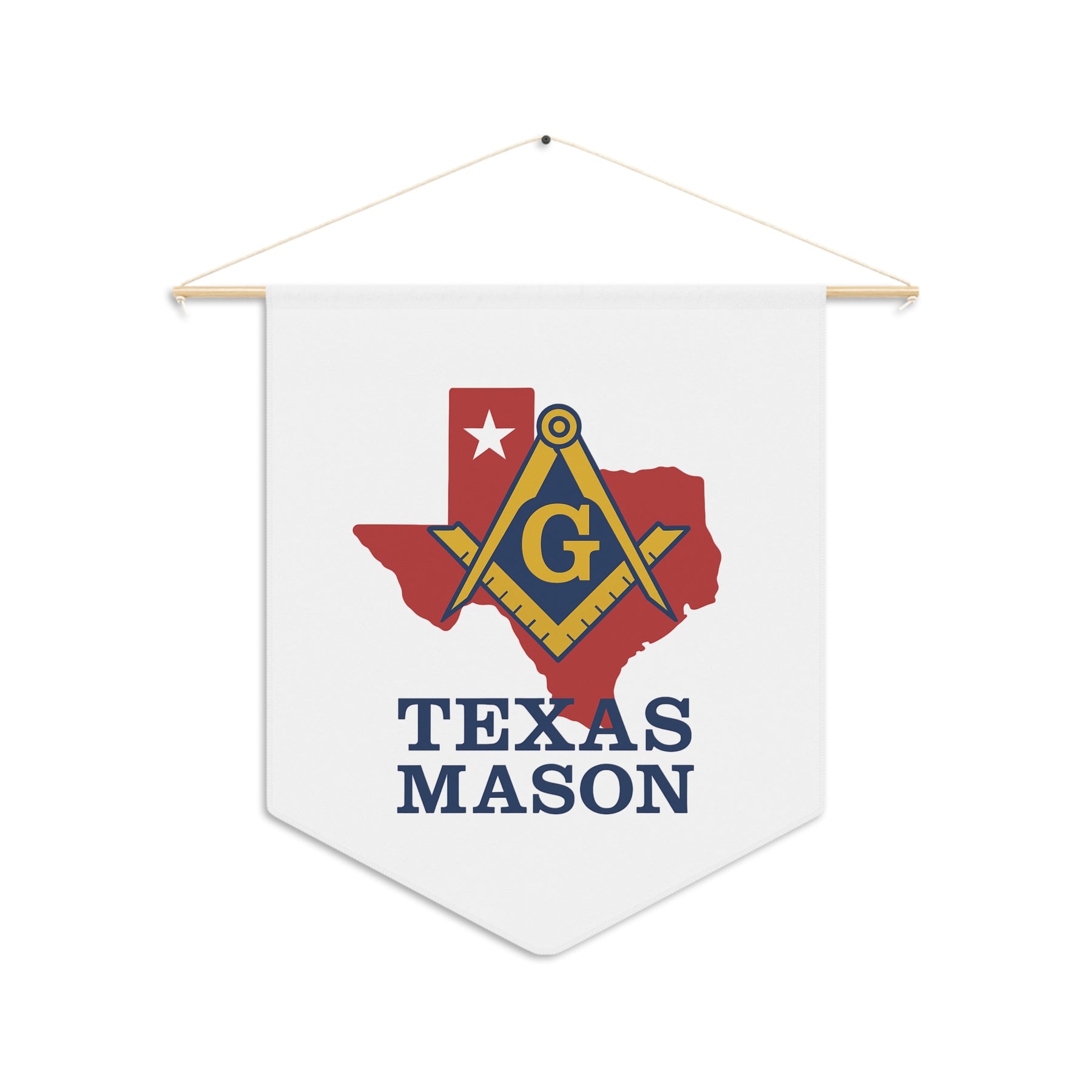 Master Mason Blue Lodge Pennant - Texas Map with Square & Compass and G Emblem - Bricks Masons