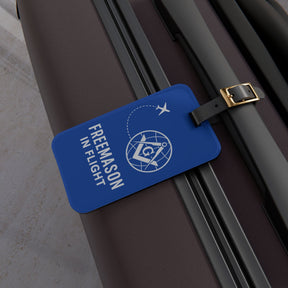 Master Mason Blue Lodge Luggage Tag - Freemason In Flight With Black Leather Strap - Bricks Masons