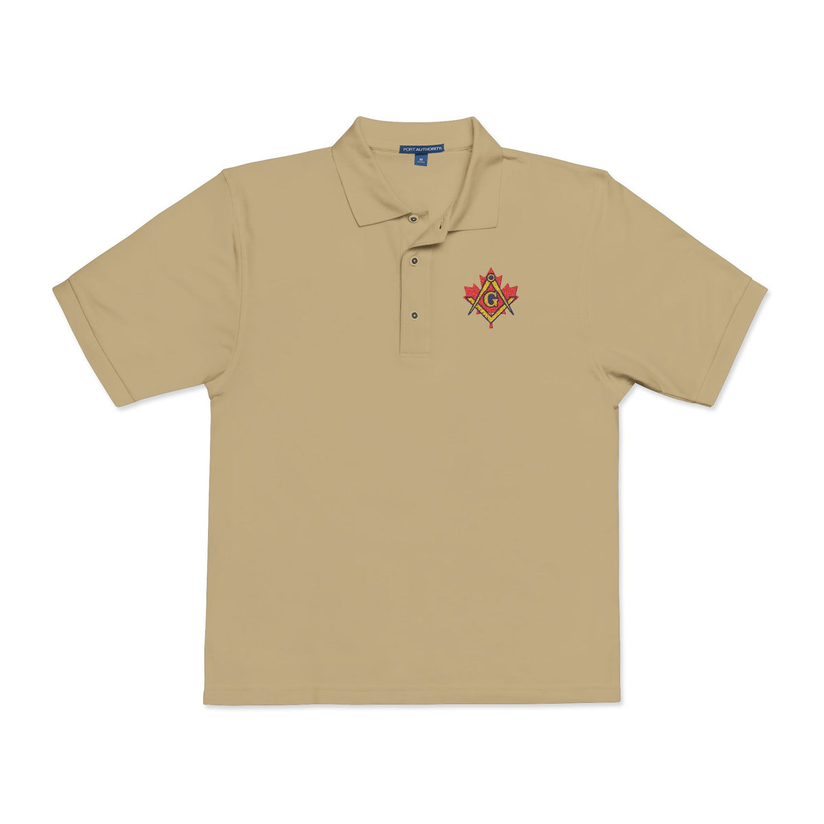 Master Mason Blue Lodge Canada Jurisdiction Polo Shirt - Embroidered Square & Compass G Maple Leaf - Bricks Masons