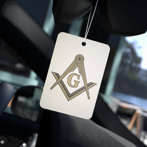 Master Mason Blue Lodge Car Air Freshener - Fresh Scent with Square & Compass G Emblem - Bricks Masons