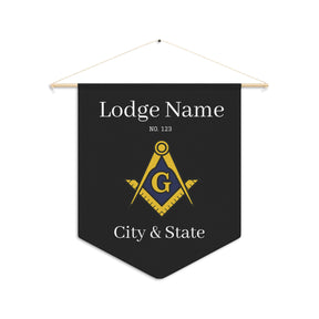 Master Mason Blue Lodge Pennant - Customized Gold Square & Compass with G - Bricks Masons
