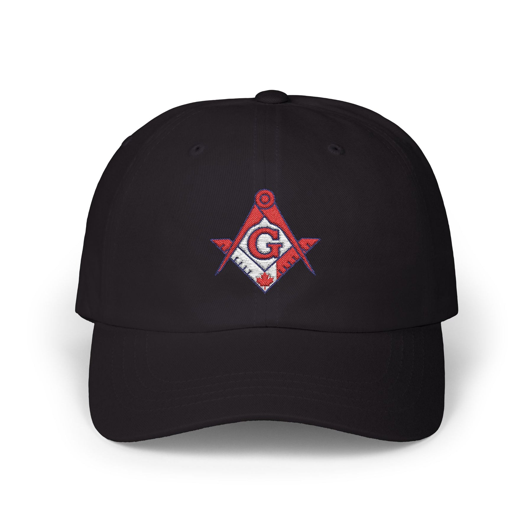 Master Mason Blue Lodge Canada Jurisdiction Baseball Cap - Red & White Square & Compass G - Bricks Masons