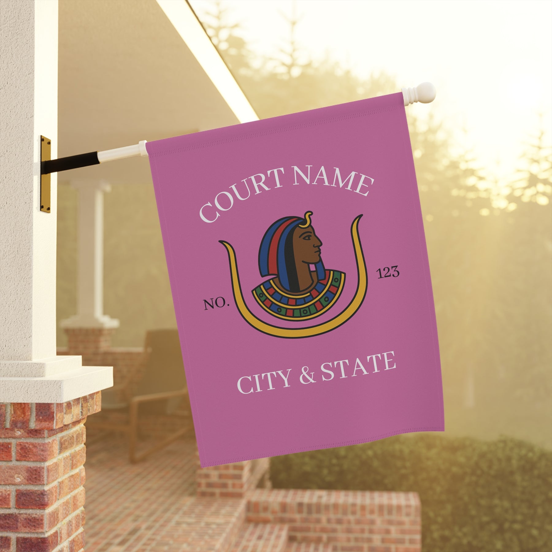 DOI Yard Flag - Pink Poly Poplin With Personalization - Bricks Masons
