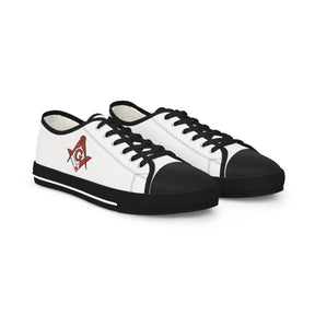 Master Mason Blue Lodge Canada Jurisdiction Sneaker - Low Top Sneaker Black & White S&C G Flag - Bricks Masons
