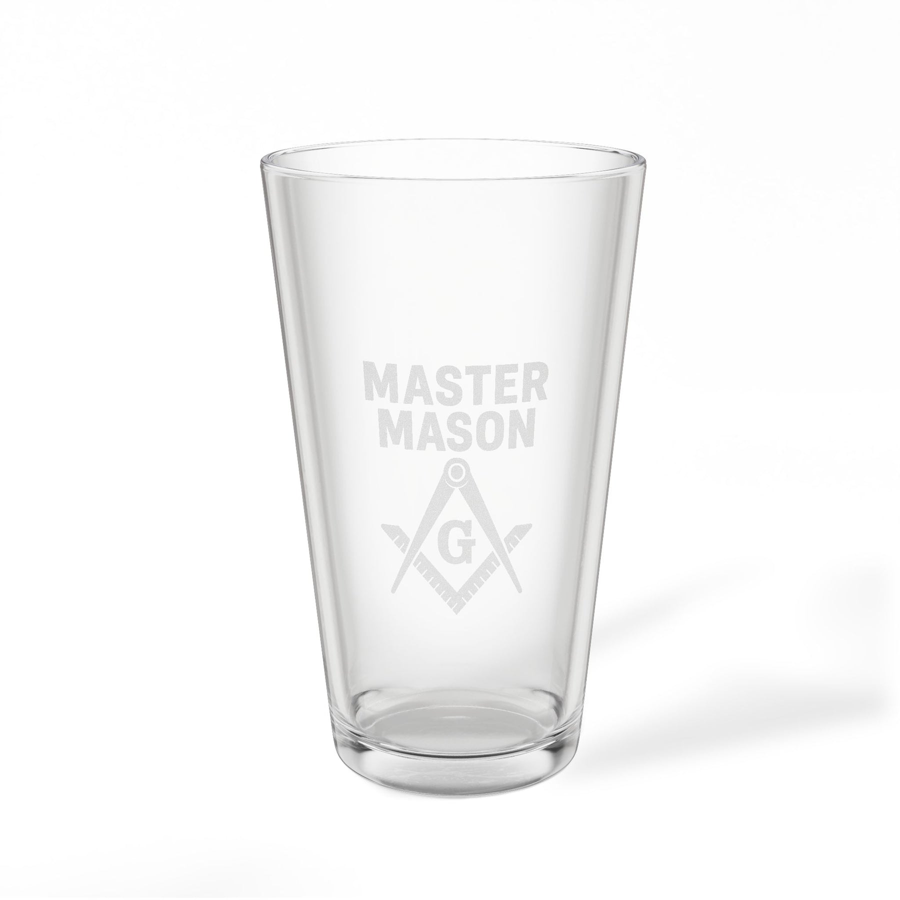 Vaso de pinta de la Logia Azul de Maestro Masón - Escuadra y Compás con diseño de G