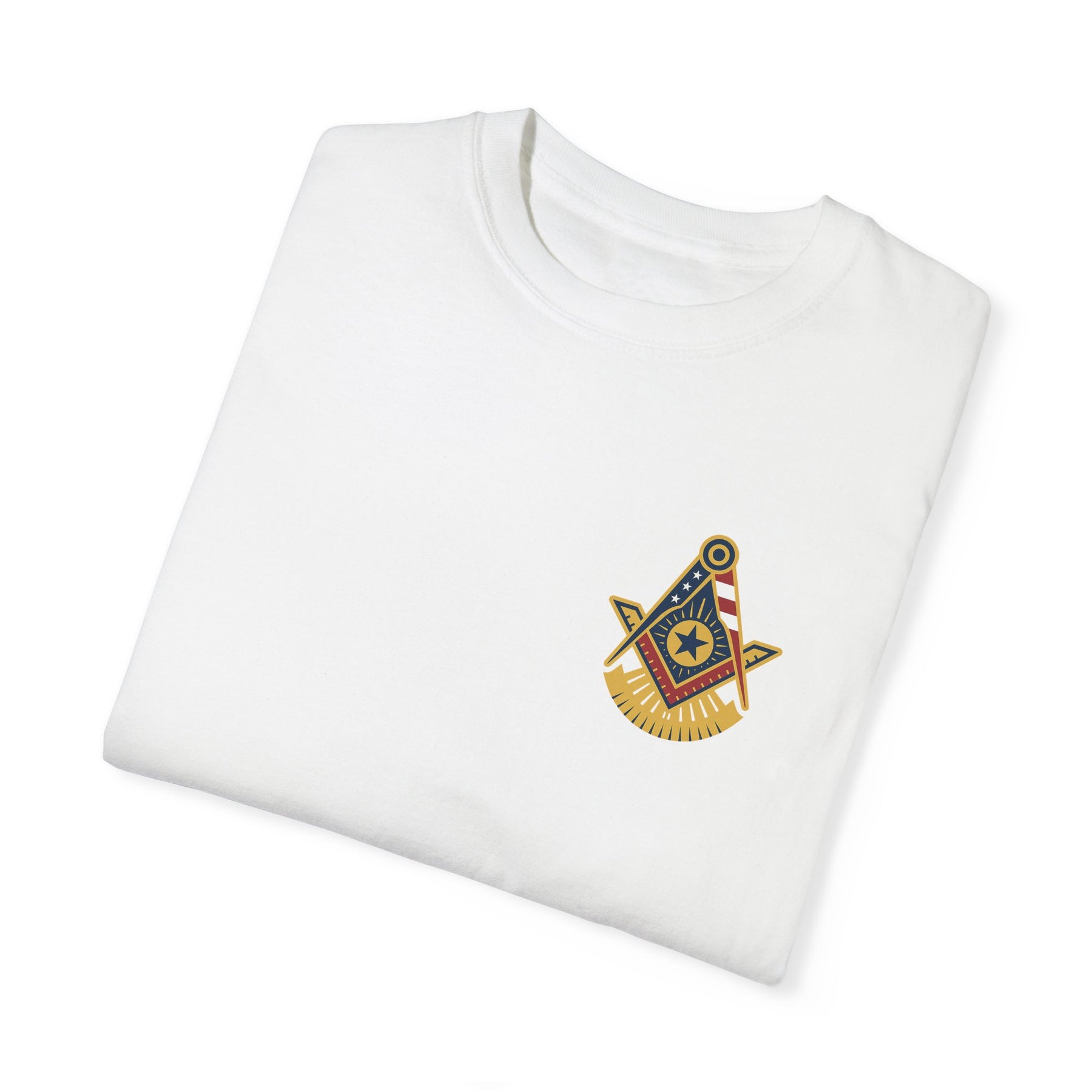 Past Master Blue Lodge T-Shirt - Garment-Dyed US Flag - Bricks Masons