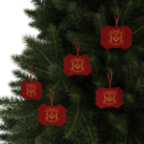 Master Mason Blue Lodge Christmas Ornament - S&C G with Twin Pillars Holiday Decor Set - Bricks Masons