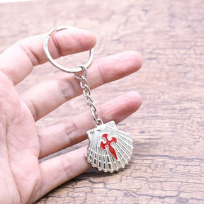 St. Thomas of Acon Keychain - Silver Cross Shell Cross Pendant - Bricks Masons