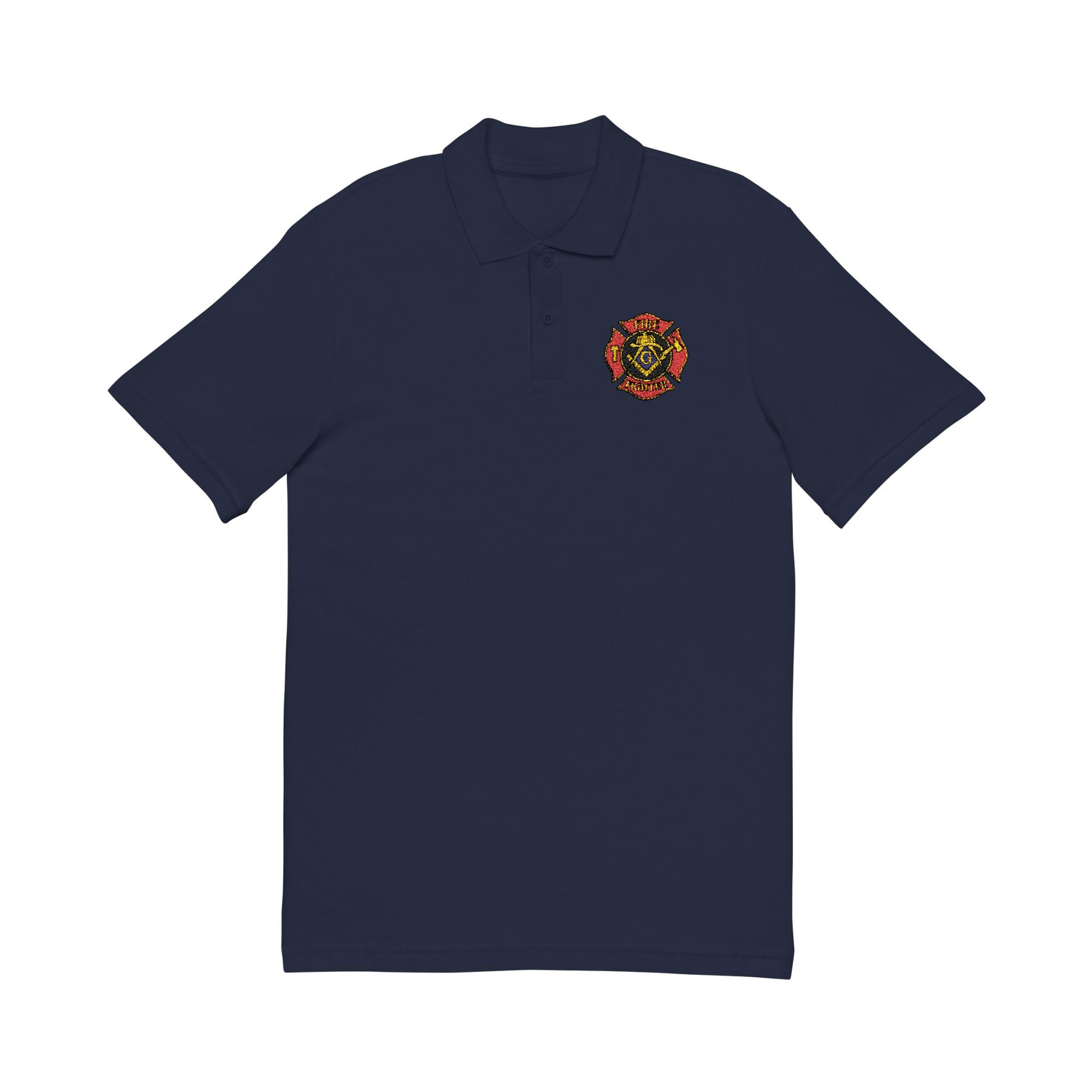 Master Mason Blue Lodge Polo Shirt - Embroidered Square & Compass G Firefighter Mason - Bricks Masons