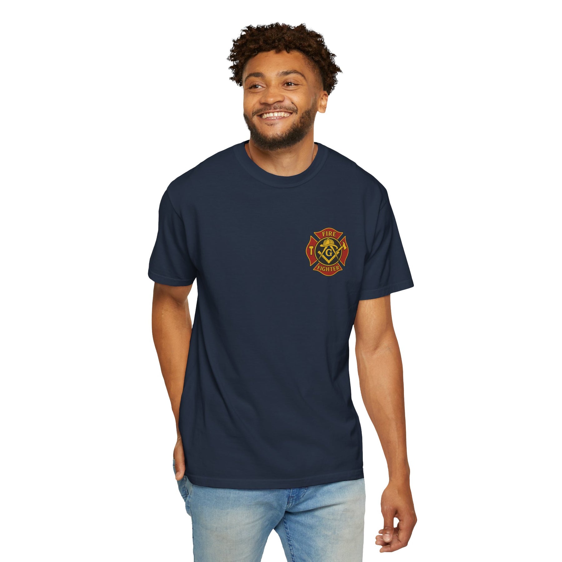 Master Mason Blue Lodge T-Shirt - Firefighter Mason Garment-Dyed Tee - Bricks Masons