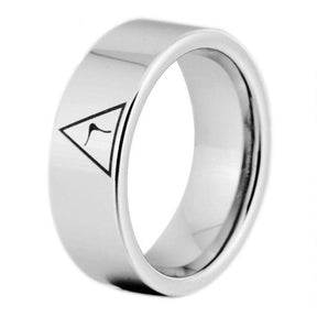 14th Degree Scottish Rite Ring - Silver Color Pipe Cut Tungsten Personalizable - Bricks Masons