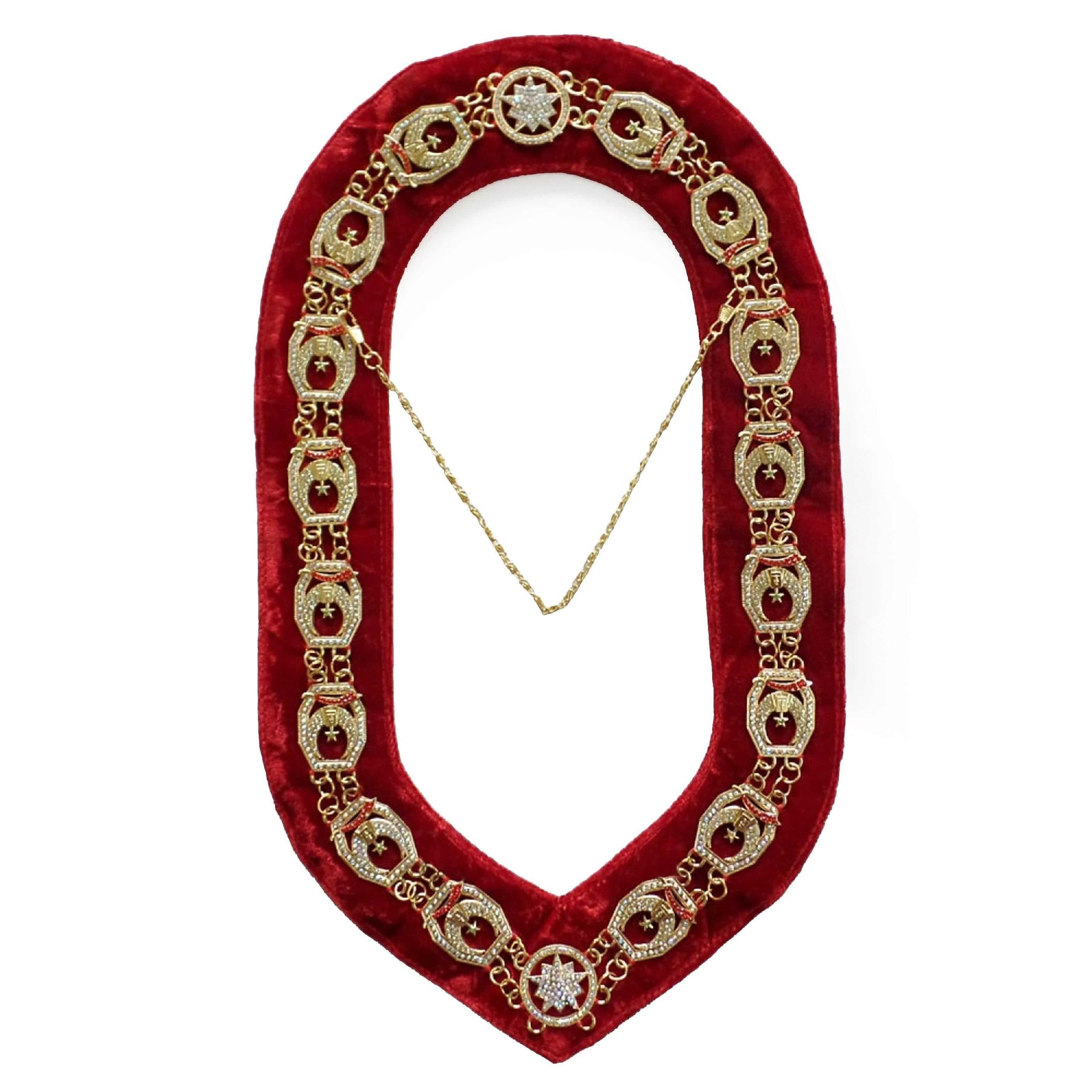 Shriners Chain Collar - Gold Plated with Rhinestones