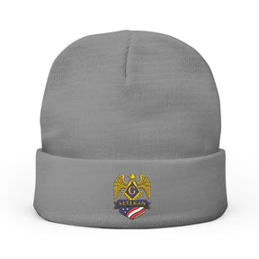 Master Mason Blue Lodge Beanie - Knit Embroidery Veteran Mason Various Colors - Bricks Masons