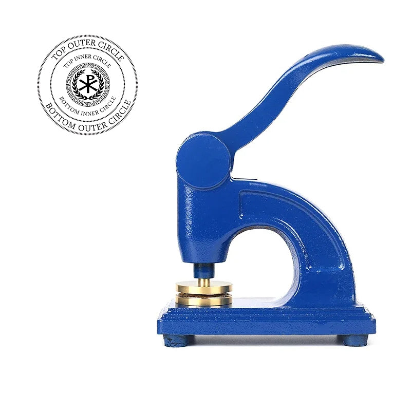 Knights of Constantinople Long Reach Seal Press - Heavy Embossed Stamp Blue Color Customizable - Bricks Masons