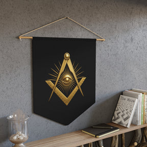 Master Mason Blue Lodge Pennant - Square & Compass with All Seeing Eye Symbol - Bricks Masons