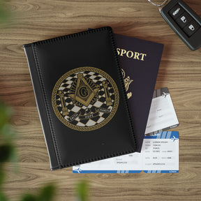 Master Mason Blue Lodge Passport Cover - Faith Hope Charity PU Leather - Bricks Masons